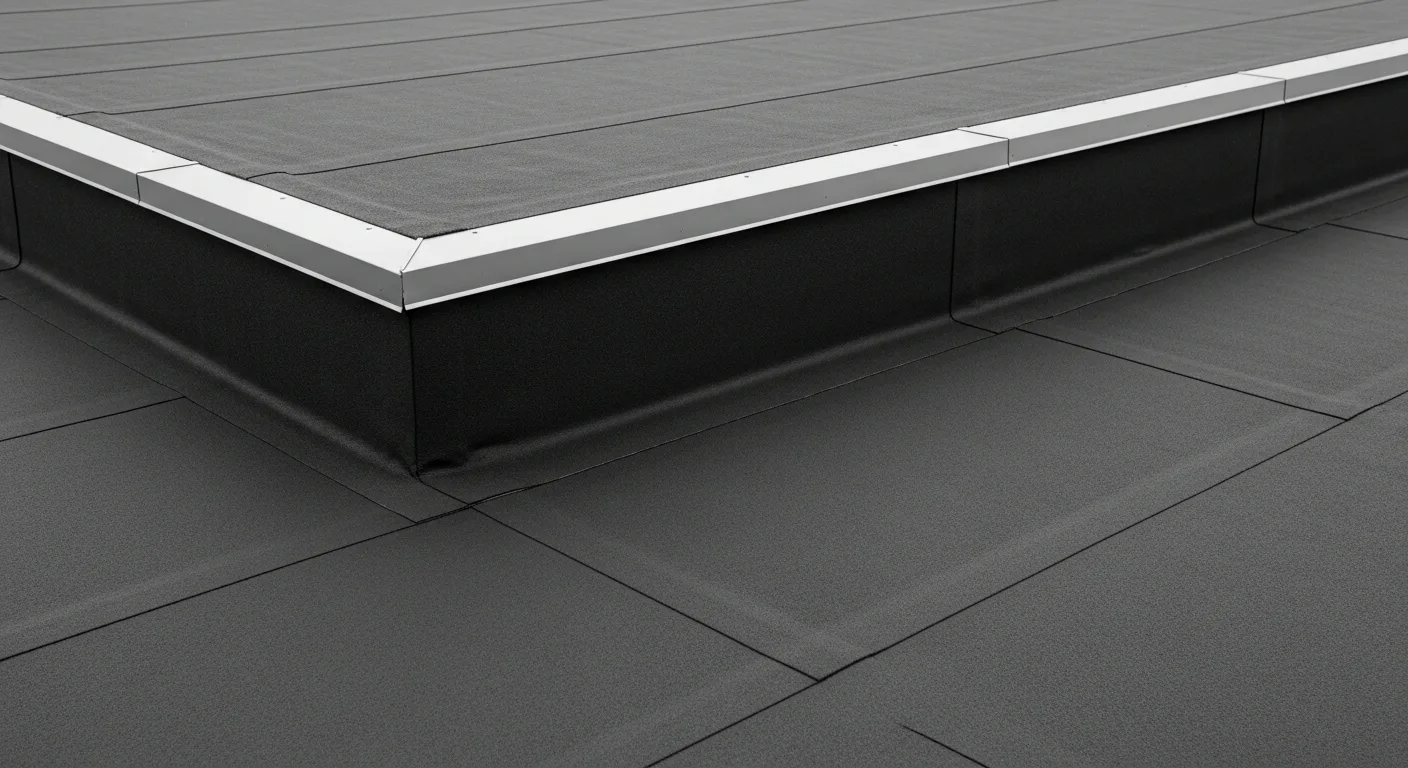 Black EPDM rubber membrane flat roof