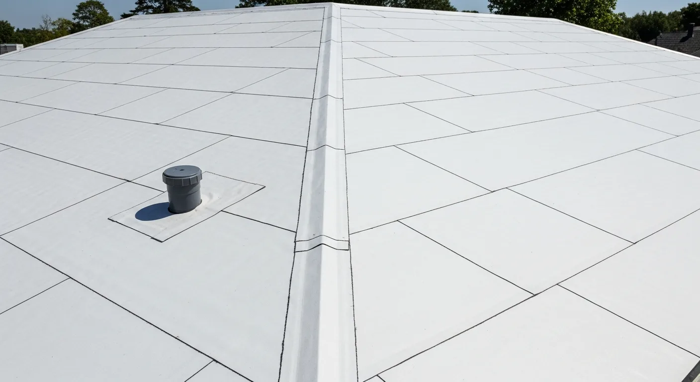White TPO membrane flat roof installation